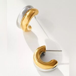 Anthropologie Mixed Metal Half Hoop Earrings